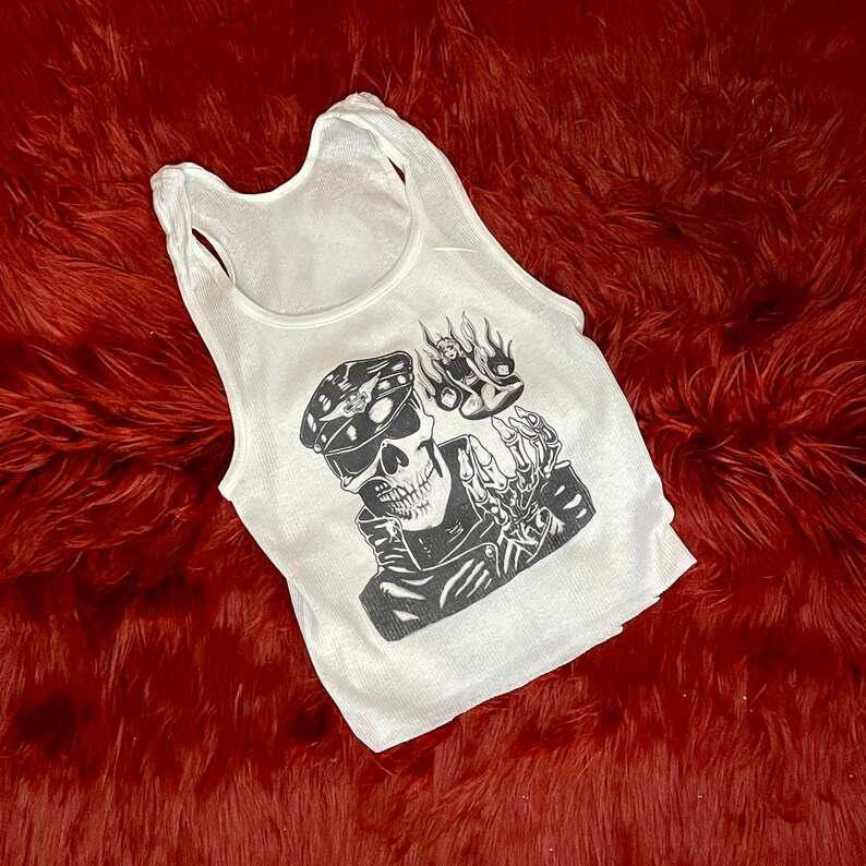 Tank Top Ribbed - Canotta a Costine con Grafica Teschio